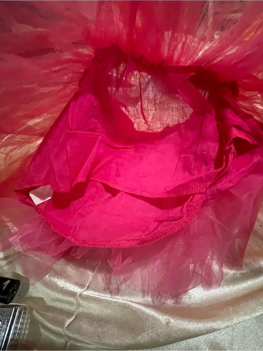 Disney Hot Pink Polka Dot Tulle Skirt with Black Sequin Bow